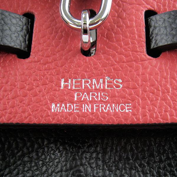 7A Replica Hermes Black/Red Kelly 32cm Togo Leather Bag 60667